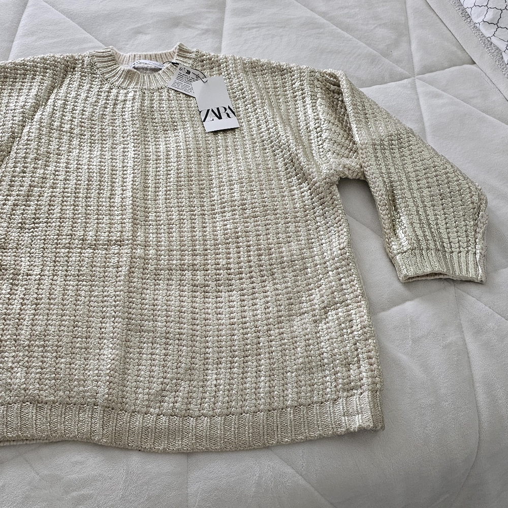 NEW ZARA SWEATER GOLD METALLIC